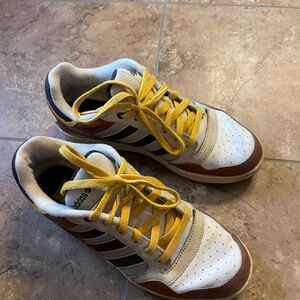 adidas Men’s White Brown Sneakers with Yellow Laces